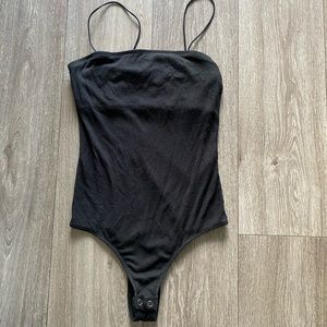 Black square top bodysuit
